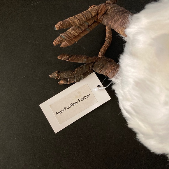 Set of 3 Snowy White Owls/Faux Fur & Real Feathers/Winter/Holiday/NEW! - Picture 5 of 5